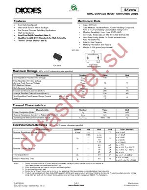 BAV99W-7 datasheet  